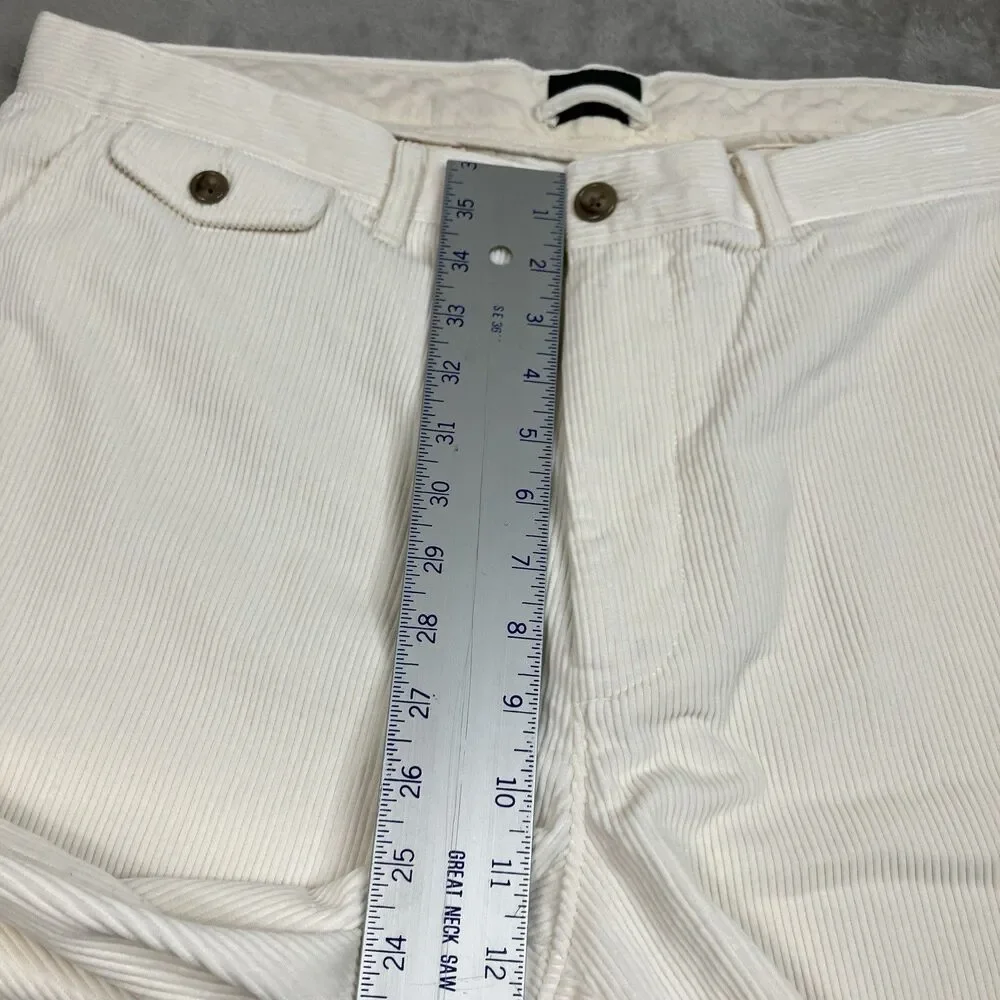 J.Crew Mens Corduroy Pants 38x34 Ivory 10-Wale Straight Fit Preppy Heritage